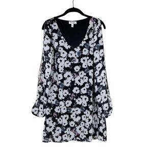 Lots of Love by Speechless Black Floral Cold Shoulder Sleeve Dress Size S